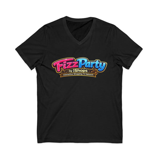 Fizz Party V-Neck Tee — Colorful Logo Party Shirt
