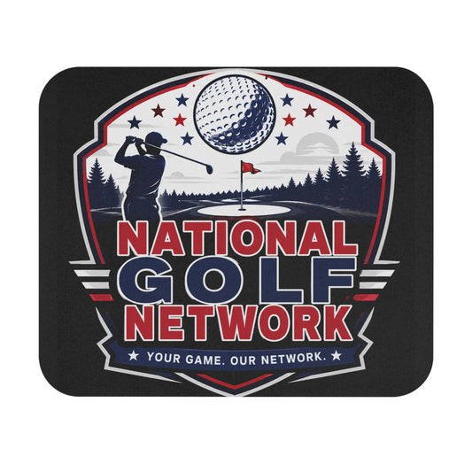 National Golf Network Mouse Pad — Golf Silhouette Desk Mat with "Your Game. Our Network." Slogan